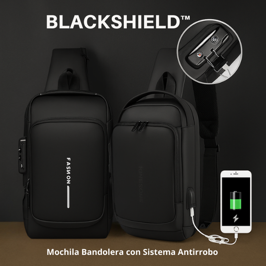 BLACKSHIELD™ - Mochila Bandolera con Sistema Antirrobo