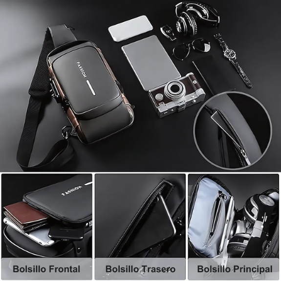 BLACKSHIELD™ - Mochila Bandolera con Sistema Antirrobo