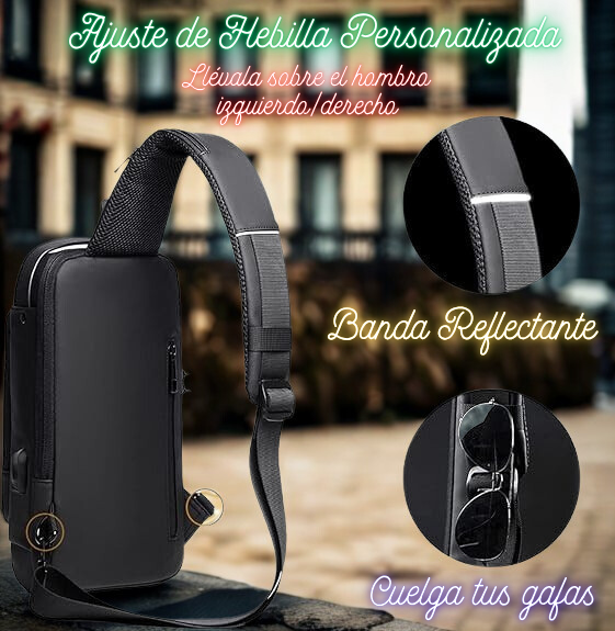 BLACKSHIELD™ - Mochila Bandolera con Sistema Antirrobo