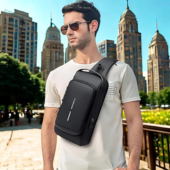 BLACKSHIELD™ - Mochila Bandolera con Sistema Antirrobo