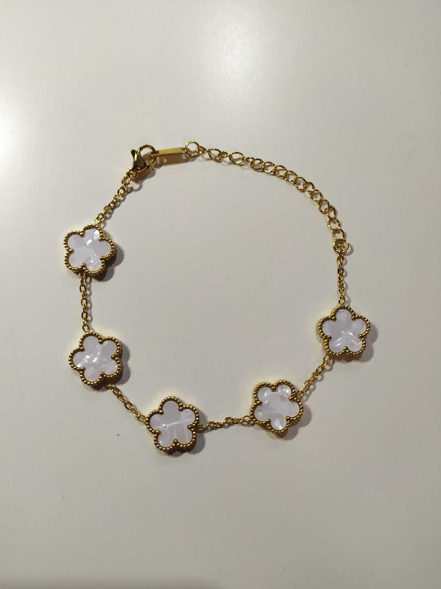 PACK PULSERA + COLLAR DE TREBOL DE 5 HOJAS BLANCO