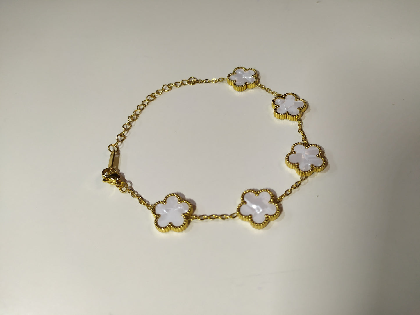 PACK PULSERA + COLLAR DE TREBOL DE 5 HOJAS BLANCO