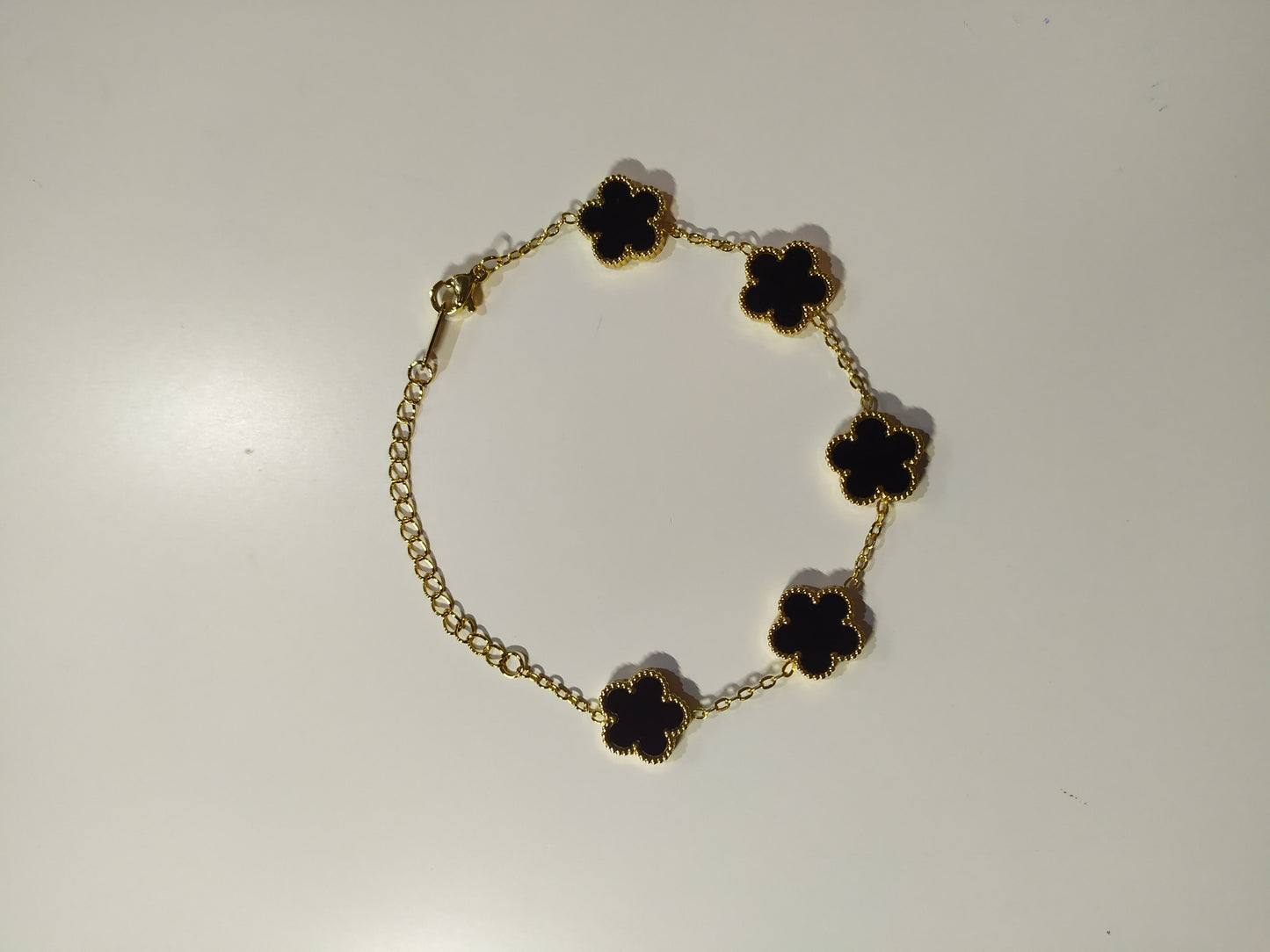 PACK PULSERA + COLLAR DE TREBOL DE 5 HOJAS NEGRO