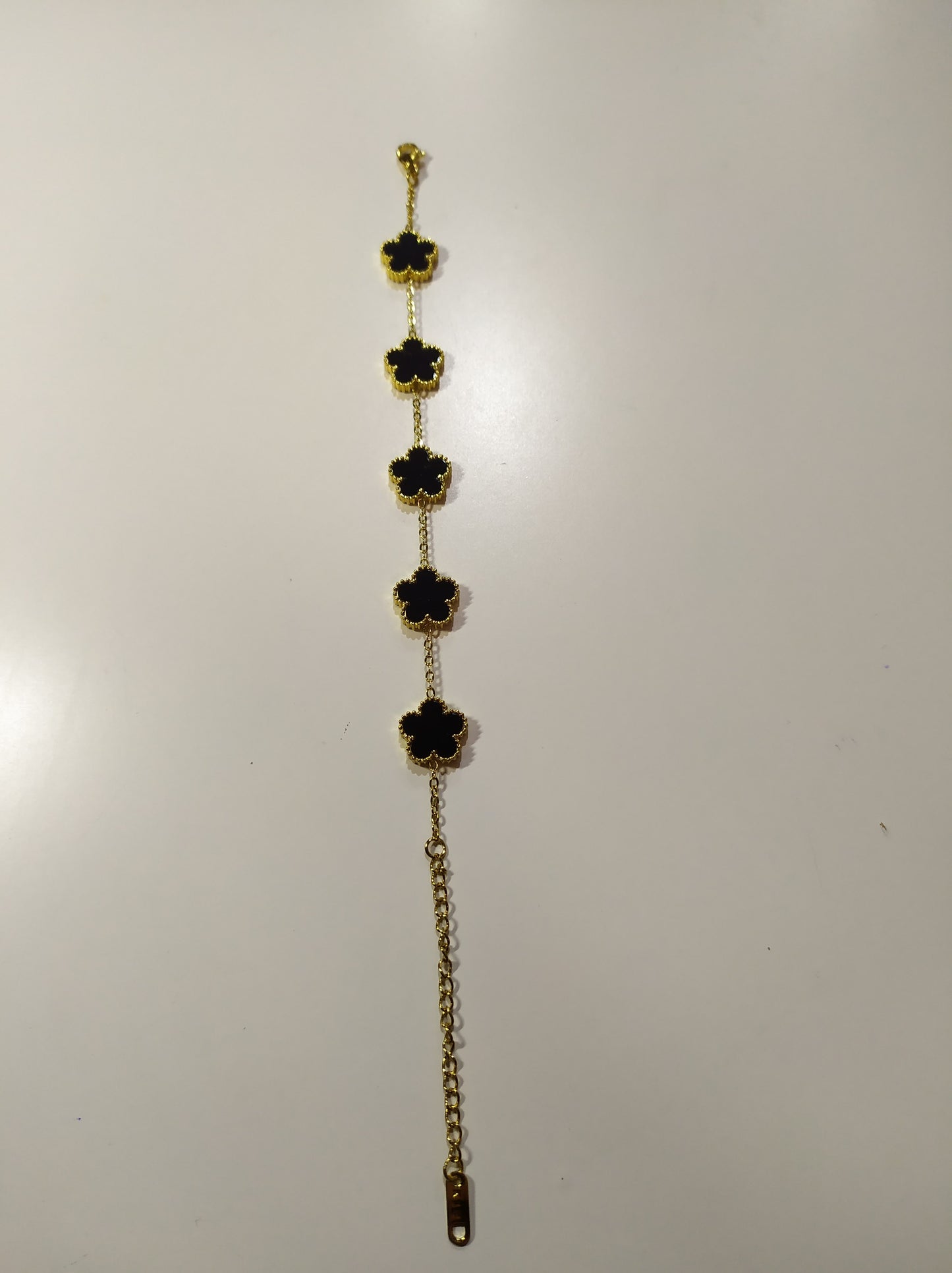 PACK PULSERA + COLLAR DE TREBOL DE 5 HOJAS NEGRO