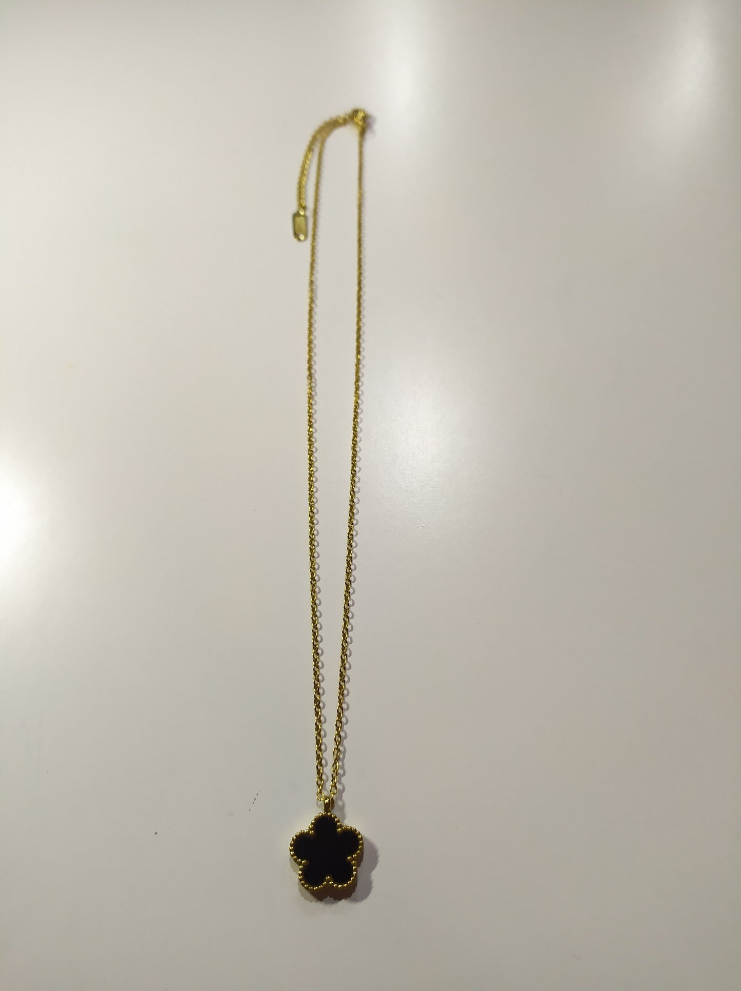 PACK PULSERA + COLLAR DE TREBOL DE 5 HOJAS NEGRO