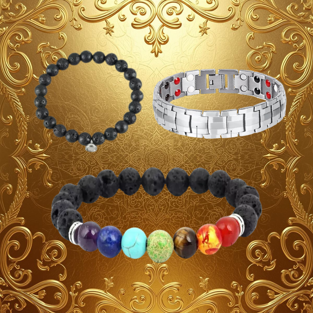 ✨ PACK PULSERAS SALUDABLES: 7 Chakras + Antitabaco + Terapia