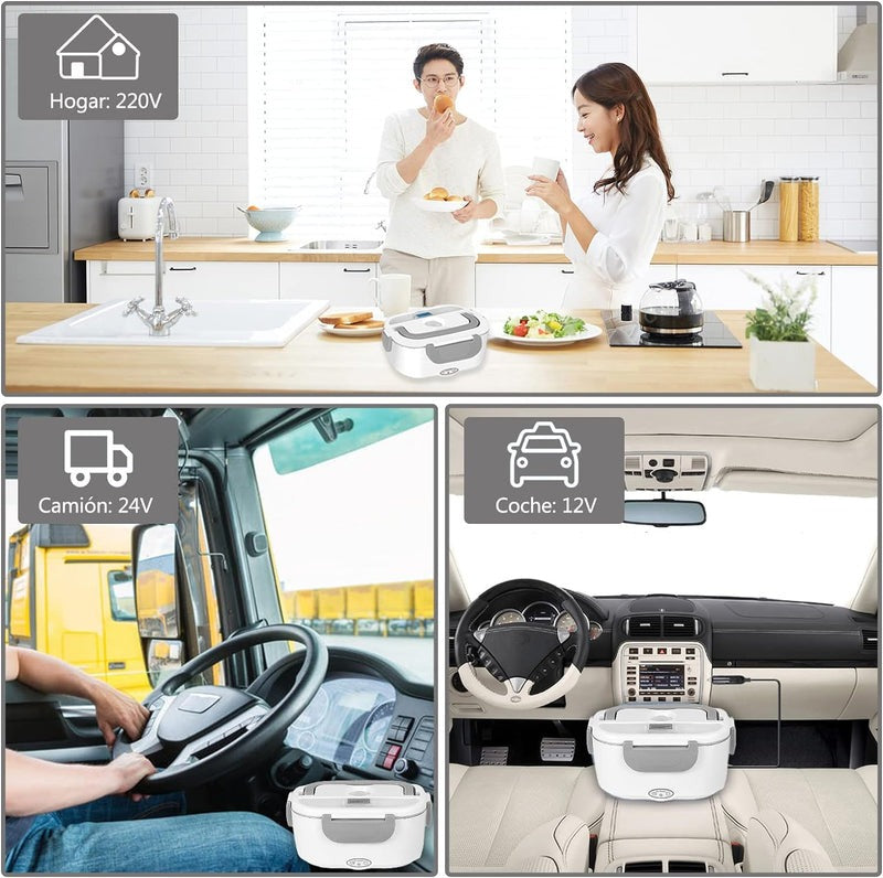 🍱 HEATBOX™ Pro – Fiambrera Eléctrica Calentadora Portátil. Cargador para Casa y Coche