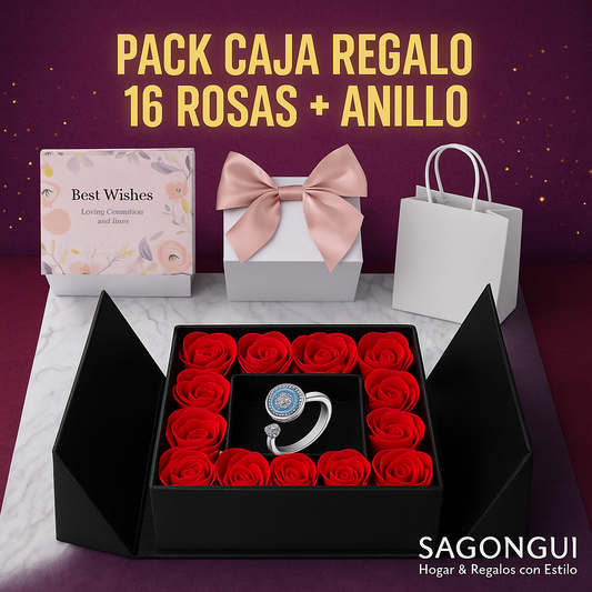 🎁 PACK CAJA REGALO 🌹 + ANILLO 💎