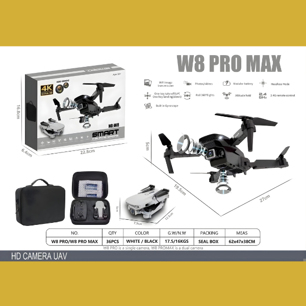 🛫FLYVISION™ W8 PRO MAX – Dron 4K con doble cámara + maletín gratis.