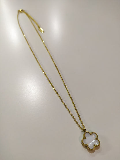 PACK PULSERA + COLLAR DE TREBOL DE 5 HOJAS BLANCO