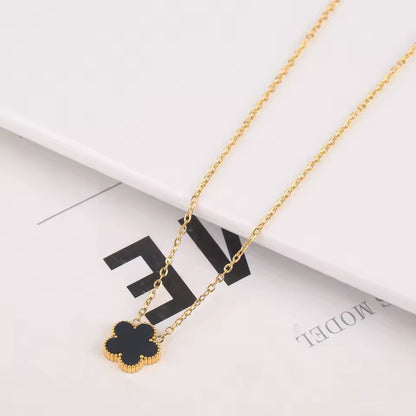 PACK PULSERA + COLLAR DE TREBOL DE 5 HOJAS NEGRO