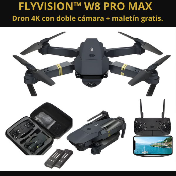 🛫FLYVISION™ W8 PRO MAX – Dron 4K con doble cámara + maletín gratis.